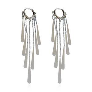 lot 8712 image: RCHENGYANUIMA Sold out Fashion Long Metal Sequin Tassel Chain Chandelier Dangle Earrings For Women Jewelry (silver)