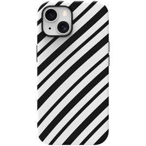 lot 8725 image: Skyseaco for iPhone 15 Case Trendy Striped Phone Case for Women Girl Shockproof Slim TPU and Hard Back Protective Cover - Black and White