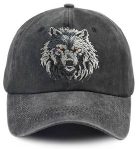 lot 8735 image: Wolf Gifts for Men Women, Vintage Cotton Wolf Hat for Animal Lovers, Birthday Retirement Christmas Hiking Camping Decor Baseball Cap for Dad Mom Papa Black