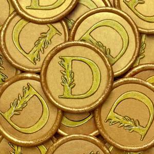 lot 8738 image: WADKOOTO 50Pcs Gold & Gold Wax Seal Stickers Handmade Vintage Botanical Leaves Adhesive Letter Wax Stickers for Wedding Party Invitations, Envelope, Gift Wrap, Christmas