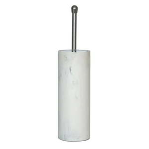 lot 8750 image: Better Homes & Gardens Faux Marble Toilet Brush and Holder  White