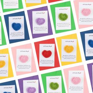 lot 8762 image: 24 Pack Little Pocket Heart Hug Cards Keepsake Long Social Distancing Thinking of You Encouragement Sentimental Inspirational Positivity Handmade Crochet Love for Vacation Festival All Occasion