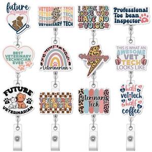 lot 8763 image: Geyoga 12 Pcs Veterinary Technician Week Badge Reel ID Holder