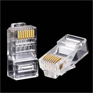 lot 8785 image: RLECS 50PCS 22.4x11.68x8mm RJ45 Cat6 Straight Connectors Unshielded Transparent Connector Suitable for Connecting CAT6 Network Cable with UTP Structure