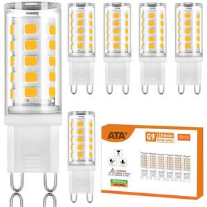lot 8793 image: ATA 6 Pack G9 LED Bulb No-dimmable T4 Chandelier Light Bulbs 4W Natural White 2700K, (40W Halogen Replacement) G9 Bi Pin Ceramic Base, 120V AC 360° Beam Angle 450LM for, Crystal Wall Lamp