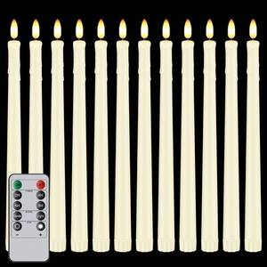 lot 8796 image: Hopule 12 Pcs Flickering Flameless LED Taper Candles, 11 Long Fake Taper Candles Battery Operated with Remote Timer, Ivory Plastic Electric Dripping Candlesticks for Wedding Party Holiday22
