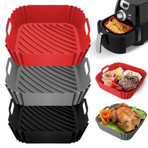 lot 8803 image: DUXAA 3 Pcs Air Fryer Silicone Liners, 8.5, Reusable Heat Resistant, for 4 to 8 QT Air Fryer Inserts for Oven Microwave Accessories