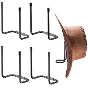 lot 8810 image: Fikoksol Cowboy Hat Rack, 4Pcs Hat Holder Hanger Hook for Display, Western Wide Brim Straw Hat Organizer, AdhesiveWall Mounted for Wall Closet