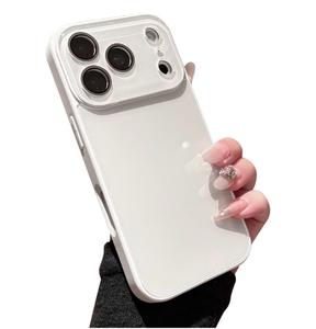 lot 8821 image: for iPhone 17 Pro Max Case Luxury Simple Tempered Glass Cover-WhiteAesthetic Color Phone Case with Bumper Hard Back Shockproof Protective Design