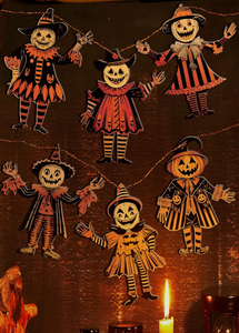lot 8822 image: Vintage Halloween Decor Wood Banner6pcs Vintage Halloween Bunting Decorations Wood Hanging Banner for Party Horror Pumpkin Witch Wall Decorations for Home
