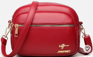 lot 8902 image: Women Solid Color PU Crossbody Bag, Multi-Layer Large Capacity Versatile Shoulder Handbag for Work Daily Leisure burgundy