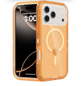 lot 8905 image: Follaroma Magnetic for iPhone 17 Pro Max Case, Heavy Duty Phone Cases, Orange Compatible with MagSafe, Heavy Duty Shock proof Protection, Military-Grade Anti-Drop, Dual Layer Transparent Protective Cover