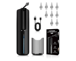 lot 8914 image: Ear Wax Removal Kit, Electric Ear Irrigator, 4 Modes, 10 Nozzles, IPX54 pressure modes, IPX5, 10 nozzles, water-catching cup, USB-C