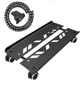 lot 8923 image: Computer Tower Stand, Adjustable PC Stand, Heavy-Duty Mobile CPU Tower Holder with Rolling Caster Wheels, Fits Most Gaming Desk Floor