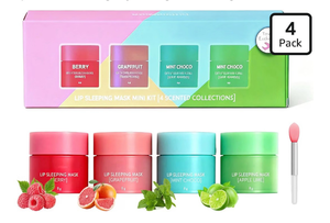 lot 8927 image: 4PCS Lip Sleeping Mask, Korean Lip Mask Jelly Sleep Lip Balm, Lip Mask Set, Reduce Lip Lines and Improve Lip Color, Overnight Lip Treatment Care for Dry Cracked Lips, Moisturizing, Hydrating, Nourishing