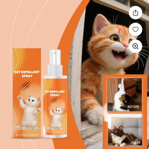 lot 8932 image: Cat Deterrent Spray - Indoor & Outdoor Effective Cat Deterrent to Keep Cats Away, Stop Cat Scratching - Training Aid for Furniture, Sofas, Rugs, Curtains