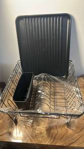 lot 8948 image: 3pc black  Dish Drying Rack with Drainboard