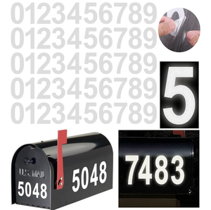 lot 8951 image: Reflective mailbox numbers silver white 4