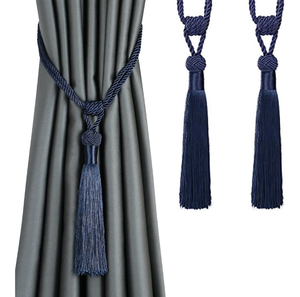 lot 8953 image: BEL AVENIR 2 Pack Curtain Tiebacks Hand-Woven Tassels Holdbacks Navy, Elegant, Home Decorative Tassels Ties for Bedroom, Living Room, Dining Room