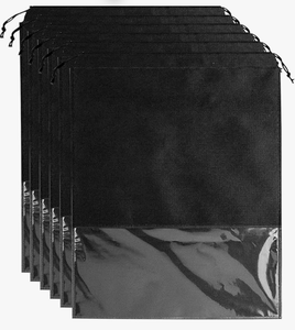lot 8956 image: 16 Pack Dust Bags for Purses and Handbags, Large Non-Woven Dustproof Drawstring Bags, Travel Shoe Bags, Purse Dust Bags for Storage with Transparent Slot - 19.6in X 23.6in, Black