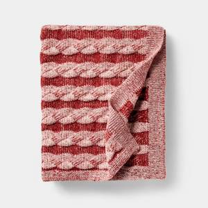 lot 9134 image: 50x60 Twisted Cable Throw Blanket Burgundy and Cream - Threshold designed with Studio McGee - Retail $30