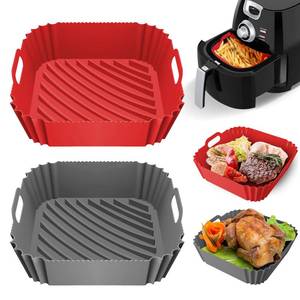 lot 9017 image: DUXAA 2 Pcs Air Fryer Silicone Liners, 8.5 Reusable Heat Resistant Liners, for 4 to 8 QT Air Fryer Inserts for Oven Microwave Accessories