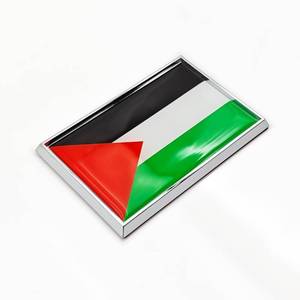 lot 9035 image: Perdecor Palestine Flag Sticker Emblem Palestinian Decal Car Chrome Flags, 2 Pack, 3 x 2 inches