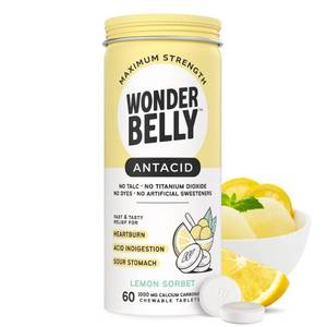 lot 9041 image: Wonderbelly Antacid 1000mg Chewable Tablet - Lemon Sorbet - 60ctEXP 102027