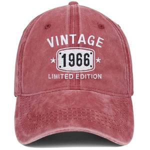 lot 9048 image: 60th Birthday Gifts for Men Women 1966 Hats Vintage 60 Year Old Embroidered Baseball Cap Red