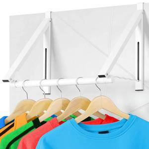 lot 9065 image: Optish Foldable Over The Door Hanger - Space-Saving Drying Rack for Coats & Clothing, Small Clothes Organizer, White