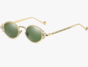 lot 9077 image: Polarace Style Steampunk Oval Sunglasses Metal Frame Engraved Eyewear UV400 Sun Glasses