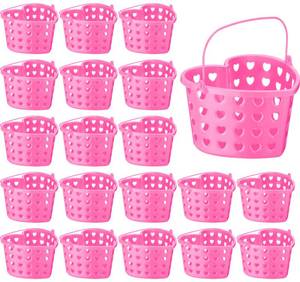 lot 15474 image: Wenqik 20 Pcs Mini Wedding Baskets Bulk Plastic Heart Shaped Baskets with Handle 7.7 x 6.3 x 4.8 Small Pink Love Gift Basket for Wedding Mothers Day Birthday Party Decorations