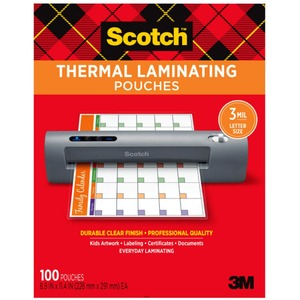lot 15486 image: Scotch Thermal Laminating Pouches  100 Count  8.5  x 11   3 mil Thick