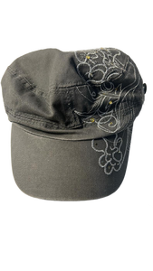 lot 15541 image: Gray Baseball Cap with Embroidered Floral Design