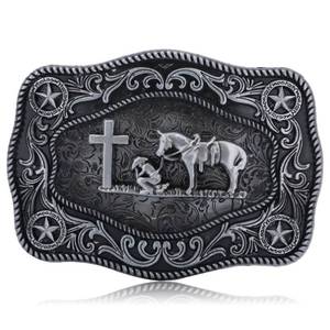 lot 15558 image: Fibbadet Belt Buckle for Men and Women Cross Prayer Horse Western Cowboy Belt Buckle