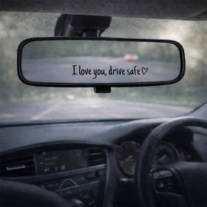 lot 15559 image: Heqxwl Drive Safe Mirror Sticker, I Love You Rearview Mirror Decal for Car, Car Mirror Sticker, Waterproof Vinyl Decal (Black)