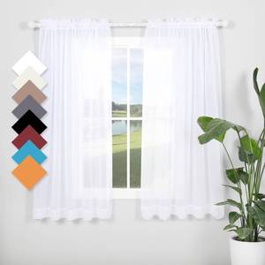 lot 15563 image: dulcidee White Sheer Curtains 59 x 63 Inch Length 2 Panels Set - Lightweight and Light Filtering Elegant Rod Pocket Window Sheer Curtains for Bedroom Living Room Dining Room