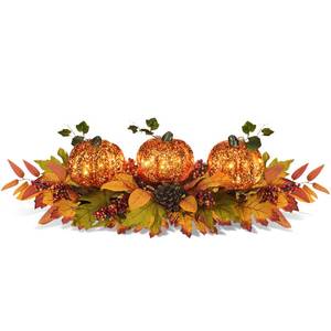 lot 9122 image: Fall Centerpieces for Table, Lighted LED Sparkle Pumpkins Battery Operated with Timer for Thanksgiving Autumn Harvest Dining Table Decorations 28 L Tested light works - Retail $50