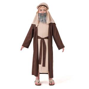 lot 9131 image: DFZ Jesus Costume for Kids 6-12 Years Boys Biblical Shepherd Costume Outfit Halloween & Christmas Nativity Play Robe - Retail $30