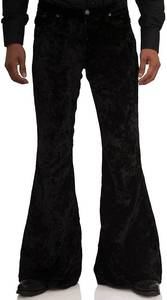 lot 9142 image: Mens Velvet Relaxed Vintage 60s 70s Bell Bottom Stretch Fit Classic Comfort Flared Flares Retro Leg Disco Pants, Black, 4X-Large - Retail $37