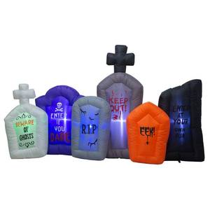 VENLOIS 7.5 Foot Long Halloween Inflatable Tombstones Collection with LEDs - Retail: $48