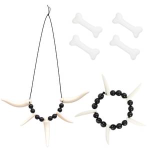 lot 9157 image: Fumwase 6pcs Cave Women Costume Set Tooth Necklace Bracelet Earring Inflatable Club Caveman Costume Accessories for Halloween