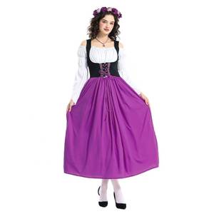 lot 10180 image: SightYoung Oktoberfest Dress Women, Bavarian Costume, Bavarian Dress, Oktoberfest Halloween Costume for Women, Purple, XL