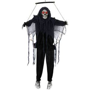 Screaming Animated Halloween Decorations, Halloween Decor Prop with Motion Sensor, Scary Skull Cage Prisoner Haunted House Decor, Spooky Hanging Ghost Light Up Eyes Decorations