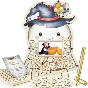 lot 10190 image: Wenqik 63 Pcs Halloween Little Boo Baby Shower Guest Book, Ivory White