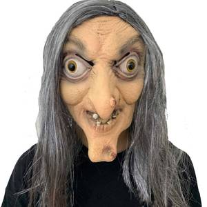 lot 10196 image: Yimianshou Halloween Realistic Face Old Lady Man Creepy Scary Witch Mask