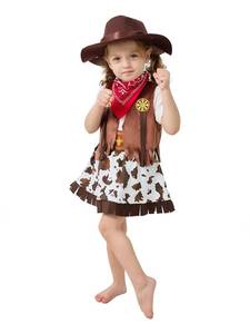 lot 10210 image: LXKIKMM Kids Western Cowgirl Halloween Costume Skirt & Vest Set 3-4 Years