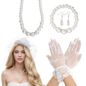 lot 10224 image: Heliltd 5Pcs Fascinators for Women Tea Party Fascinator Hat for Women Veil Tea Party Hats and Gloves Set