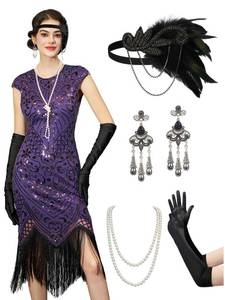 lot 10255 image: Flapper Costumes for Women 1920s Dresses Roaring 20s Gatsby Sequin Dress