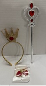 lot 10266 image: Queen Crown Headband and Jeweled Scepter Set with Red Heart Stones